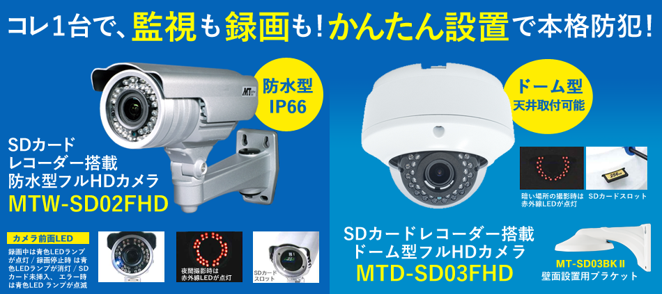 SDカードレコーダー搭載 MTW-SD02FHD / MTD-SD03FHDD